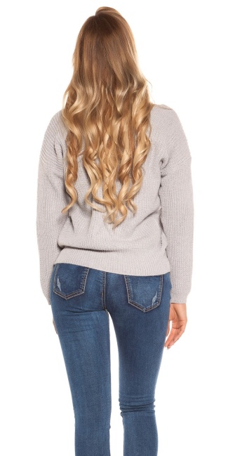 Trendy V-Cut knit jumper Grey